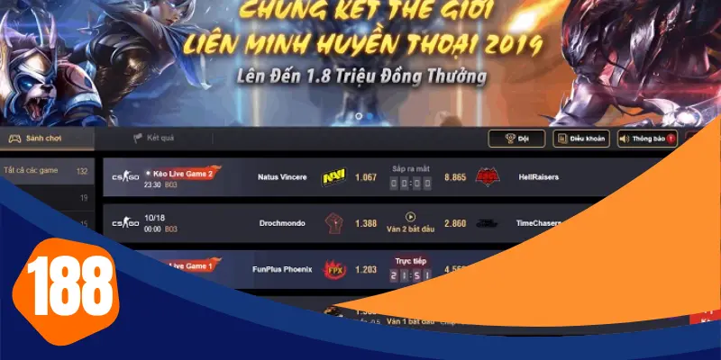 Tham gia chơi cược Esport an toàn, uy tín tại 188bet